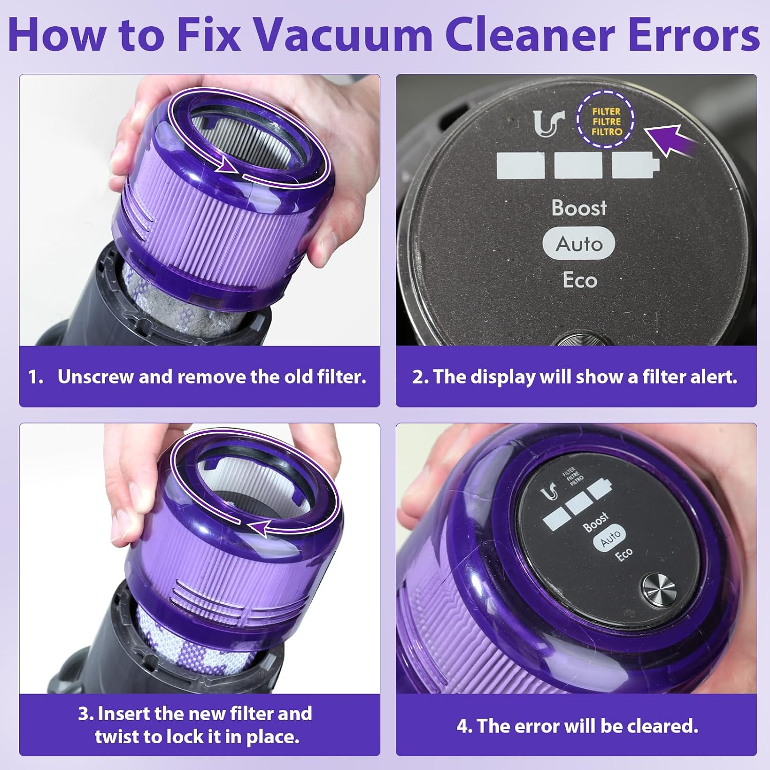 3 Pack Vacuum Filters Replacement Parts Compatible with Dyson V11 Origin V11 Torque Drive V11 Animal V11 Complete V11 Extra V15 Detect V15s Detect Submarine Vacuums, Compare to Part 970013-02